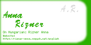 anna rizner business card